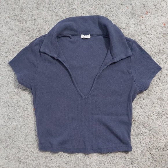Womans Cropped Garage Blue Polo shirt size S Garage crop tops - Picture 2 of 4